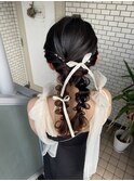 ツインアレンジ　ツインポニー　編み下ろし　玉ねぎヘアアレンジ