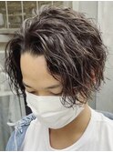 サーフカールセンターパートウルフカット波巻きスパイラルパーマ