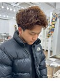 “ブラウン無造作パーマ”