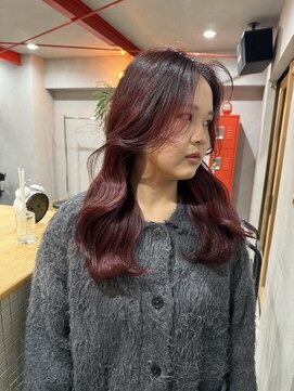 クルミ(kurumi) ブリーチ無しでつくるカシスレッド