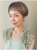 【マッシュバズカット】ラベンダーベージュ×ラウンドシルエット
