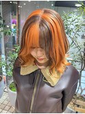 【オレンジカラー×デザインブリーチ】#ダブルカラー#韓国