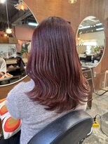 チャプター 問屋町(chapter)&nbsp;ブリーチなしケアカラーワインレッドレイヤーカット韓国ヘア