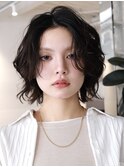 天神顔周りレイヤーカットミディアムボブパーマレイヤーパーマ