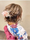 浴衣　ヘアアレンジ　ハーフアップ