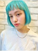 サワーグリーンがかわいいオン眉ミニボブ【モリ】 / 前髪
