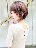 デザインカラーレイヤーカットウェットヘア夏オリーブベージュ