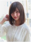 小顔大人可愛い内巻きストレートワンカールロブ髪質改善艶髪美髪
