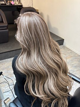 ブレンド 渋谷(BLend) ハイライトカラーくびれヘアアプリコットオレンジ