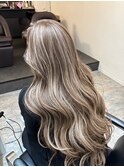 ハイライトカラーくびれヘアアプリコットオレンジ