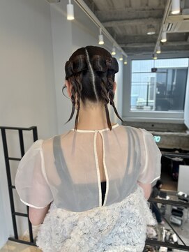 ヌープヘアーアイス(NUUP.hair ici) 結婚式編み込み×リボン◎ガーリータイトな編み下ろしお洒落ヘア