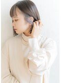 【髪質改善】ダークグレージュ×フルバング×耳だしショートボブ