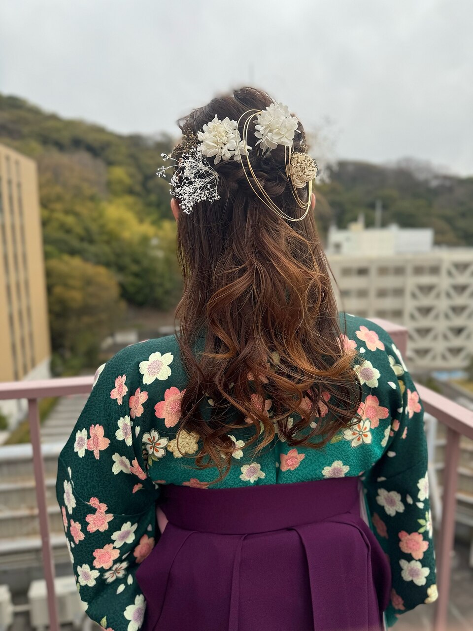 卒業式 #ヘアセット #ハーフアップ #水引 #金箔 #ヘアアレンジ