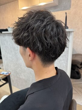 ラルス(Larus) ベリーショート/ダークアッシュ/ニュアンスパーマ/韓国マッシュ