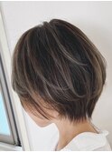 バレイヤージュ×丸みショート×白髪ぼかし30代40代50代60代