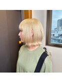 ハイトーンボブ×顔周りレイヤー/ケアブリーチ/髪質改善カラー