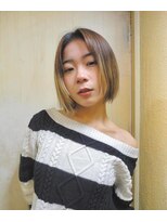 ワンインチ(1 inch)&nbsp;デザインカラー/ボブ/前髪なし/ブリーチカラー