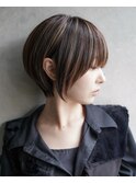 大人可愛い20代30代40代黒髪前下がりショートボブ丸みショート◎