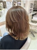 ブリーチなしカラー ゆるふわ巻き仕上げ