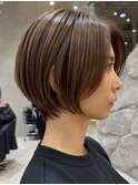 表参道大人ショートボブ顔周りレイヤーカットくびれショート40代