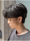 センターパートウルフニュアンスパーマ襟足あり