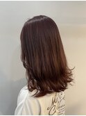ピンクブラウン ミディアムヘア