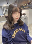 顔まわりレイヤー/オリーブベージュ/韓国風ヘア