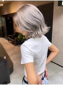 バレイヤージュ、ハイライト、レイヤーロング、グレーベージュ