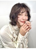 ラベンダーベージュ/ボブ/切りっぱなしボブ