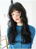 くびれヘア/顔周り/韓国/レイヤーカット/黒髪/ロング/前髪/原宿