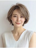 似合わせショートボブ白髪ぼかし脱白髪染め30代40代50代60代♪
