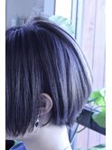 大人キレイ襟足すっきり小顔奥行きショートボブブルーカラー