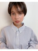マニッシュ　ネイビーカラー　シアーグレージュ　ショート