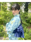 【#わだむすび】浴衣、黒髪ロングポニーテールアレンジ