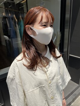 ヘアーアイスカルテット(HAIR ICI QUARTET) セミロング × オレンジ