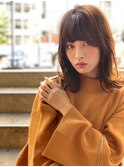 大人かわいい前髪セシルカットココアブラウンフリンジウェーブ