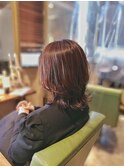 ひし形外ハネボブ大人可愛い20代30代40代小顔暗髪鎖骨ミディアム