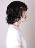 似合わせカット前髪イメチェンこなれミディウェーブパーマ1006