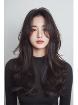 ケシキ 表参道 原宿(kesiki.) ミディアムレイヤー顔周りレイヤーココアブラウン韓国ヘア