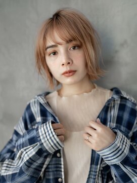 ギークス(GEEKS) 【GEEKS渋谷】くびれボブ/ハイトーン/オレンジベージュ/秋カラー