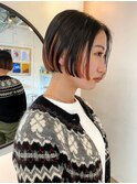 デザインカラーコントラストハイライト切りっぱなしボブ