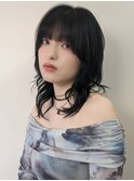 ハッシュカットミディアムレイヤー暗髪髪質改善トリートメント
