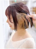 say.インナーカラーイヤリングカラーショートミニボブ表参道原宿
