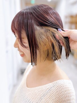 セイドット リー(Say. Ree) say.インナーカラーイヤリングカラーショートミニボブ表参道原宿