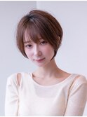 20代30代/大人かわいい/丸みショートボブ/オリーブベージュ