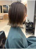 外ハネボブ 白髪ぼかしハイライト 30代40代 くすみベージュ 美髪