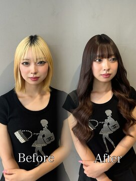 ラピス 福岡天神店(Lapis) マロンブラウン×エクステ80枚