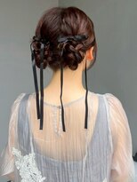 ナカオコアフュール(NAKAO COIFFURE)&nbsp;結婚式アレンジ ツインお団子 リボンアレンジ ヘアセット