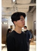 センターパートニュアンスパーマ大人男子