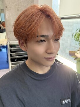 サンクマーケット 渋谷(cinq MARKET) 韓国メンズピンクベージュミルクティーカラーセンターパートヘア